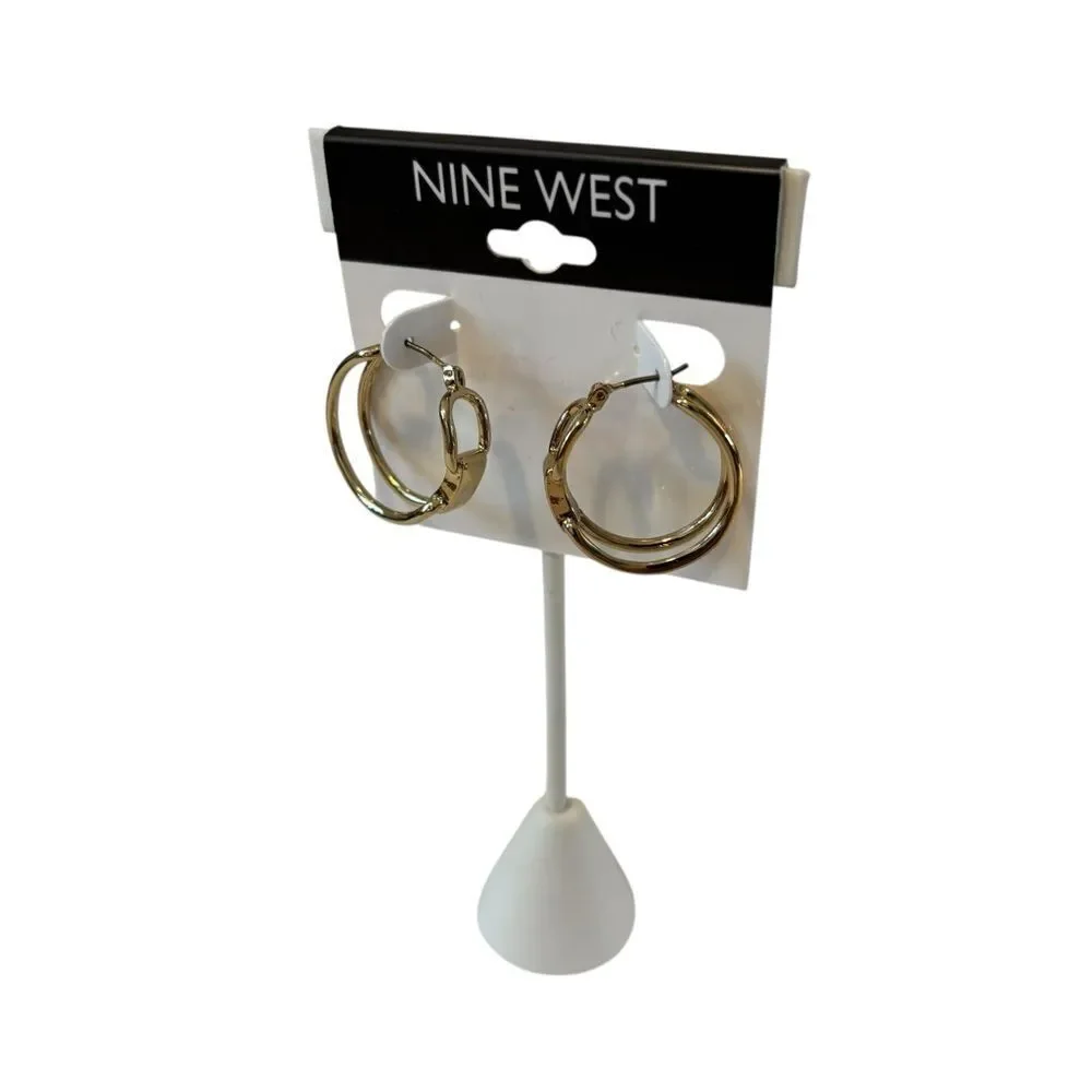 Nine West Bright Gold Double Hoop Earrings